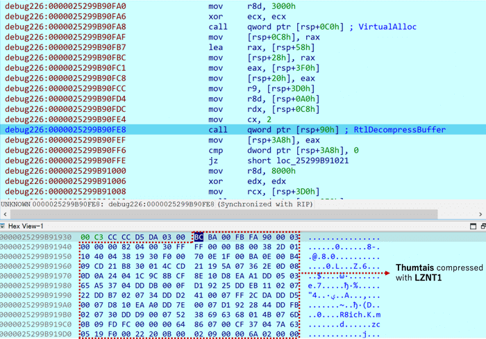 シェルコードによるRtlDecompressBufferを利用したThumtaisの展開